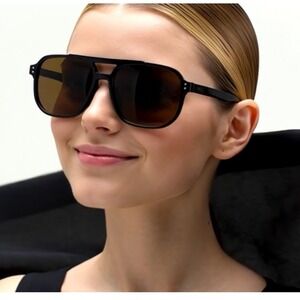 Retro Vintage 70s Sunglasses Women Oversized Yellow‎ Brown Shades Gafas Mujeres
